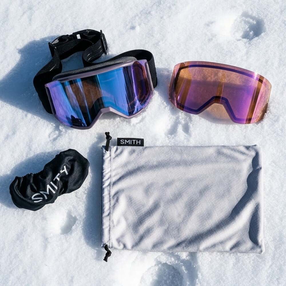 NEW Smith Squad MAG Black Purple Mirror Snow Goggles ChromaPop 2 Lenses Snowcore
